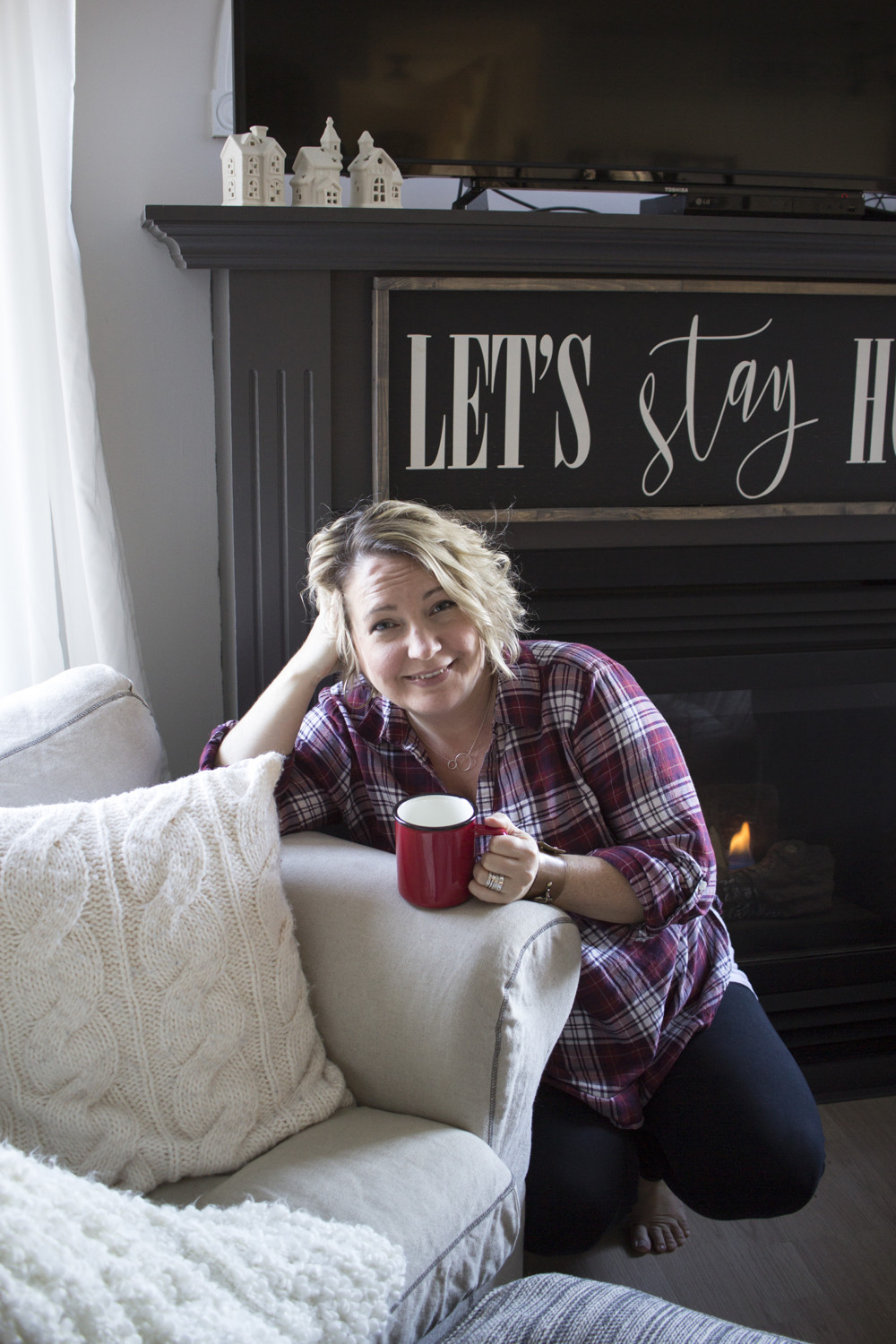 Shannon red plaid shirt by fire