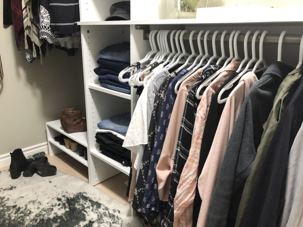 organized closet in a suburban home